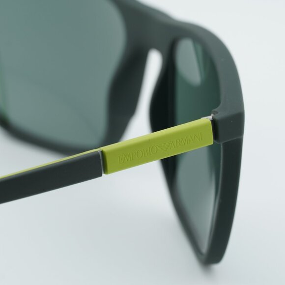 Emporio Armani EA4133 57536R Sunglasses Rubber/Green Square Frame, Green Lenses - Picture 5 of 10